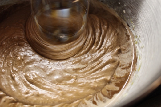 Mix melted chocolate into the batter.