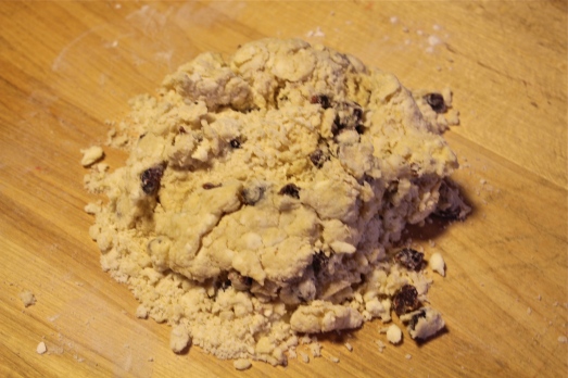 A very "shaggy" dough, but it will come together. Add a drop or two of cream if needed.